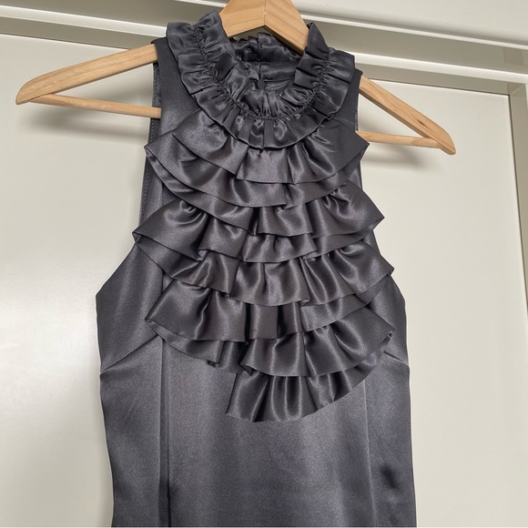 HOST PICK⭐️REVIEW Satin Mini Dress with Ruffle Panel🤍Silver Grey🤍 - Picture 3 of 7